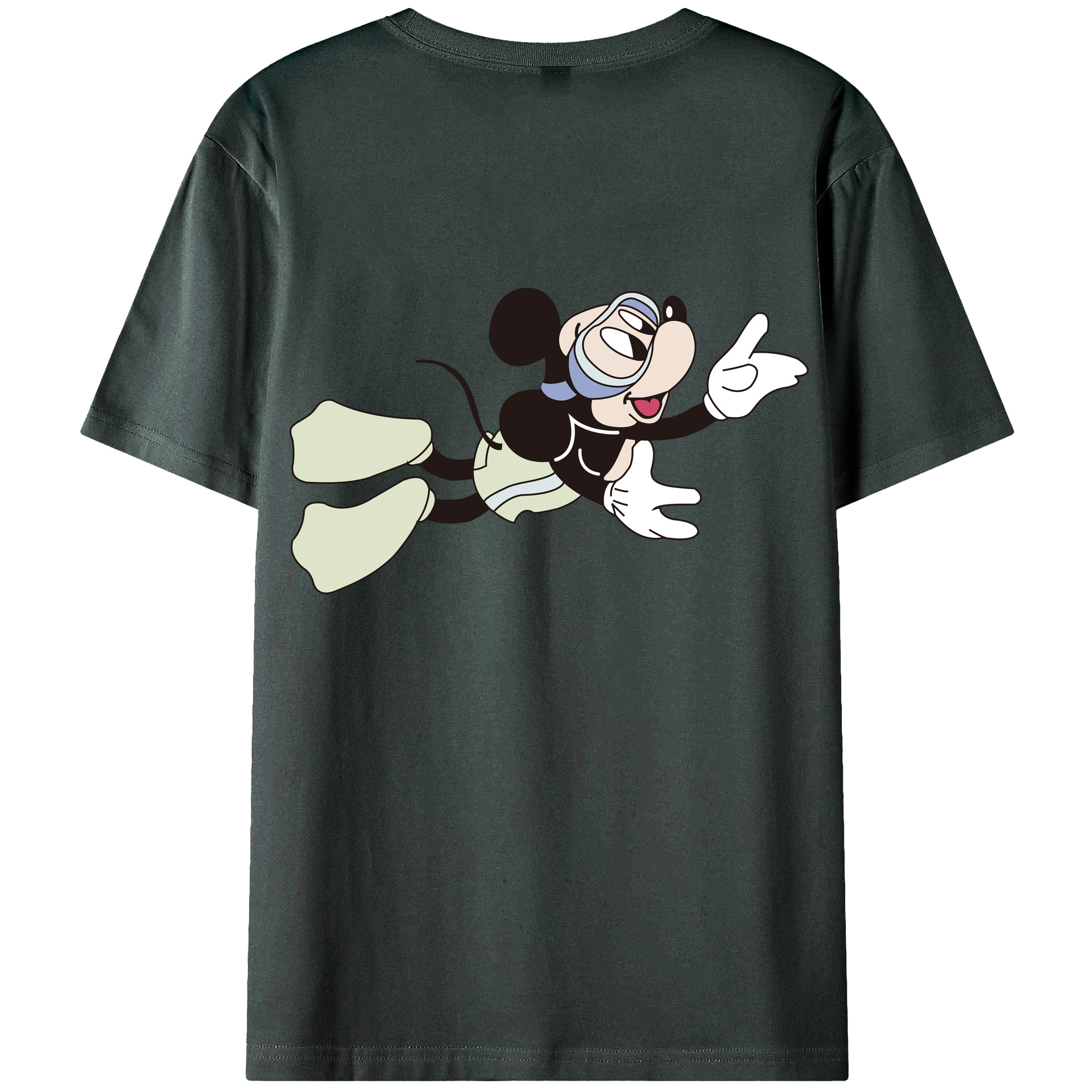ミッキーマウス Mickey Mouse 綿100％ メンズ半袖Tシャツ（バックプリント） 通気性